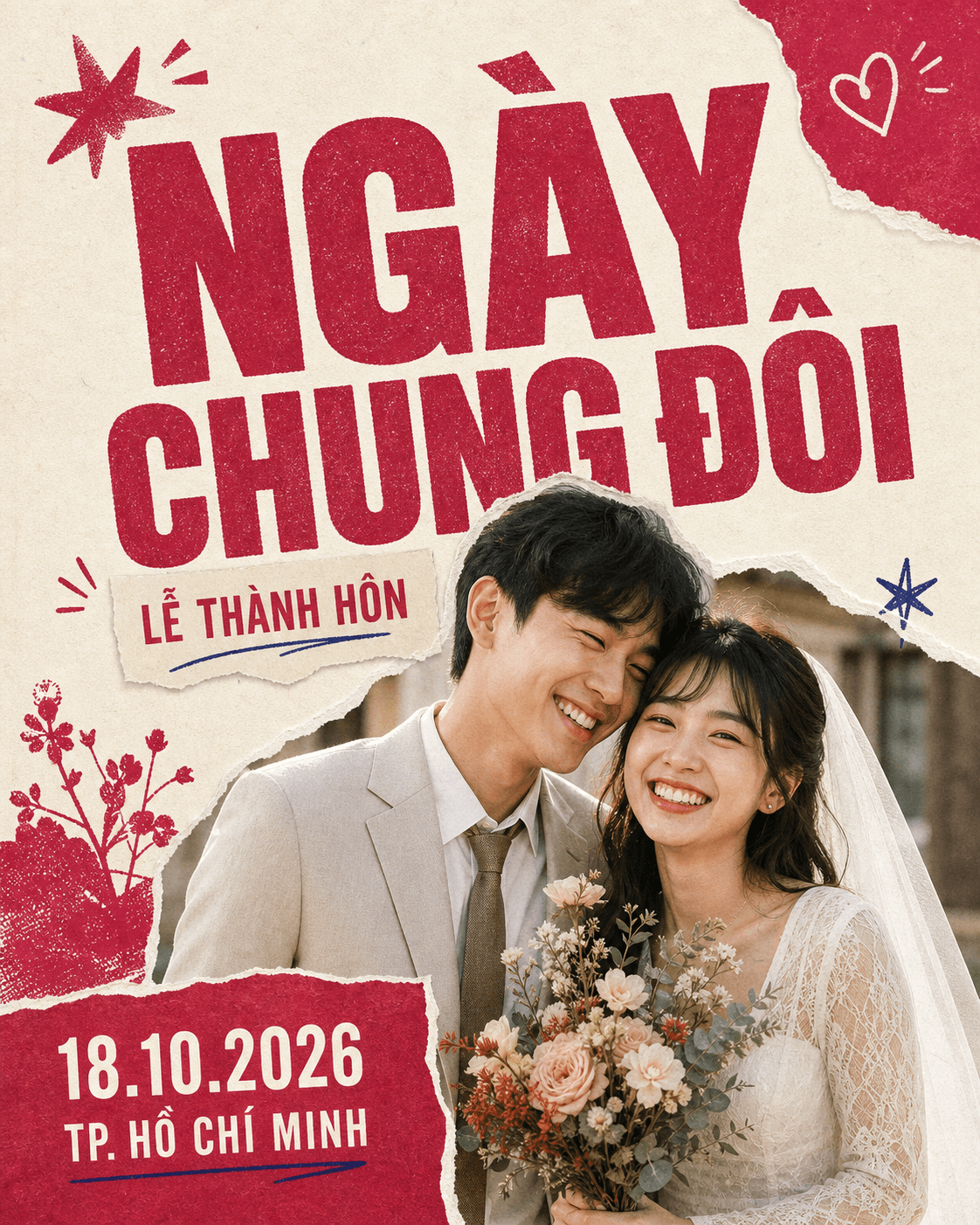 Poster thiệp cưới Ngày chung đôi