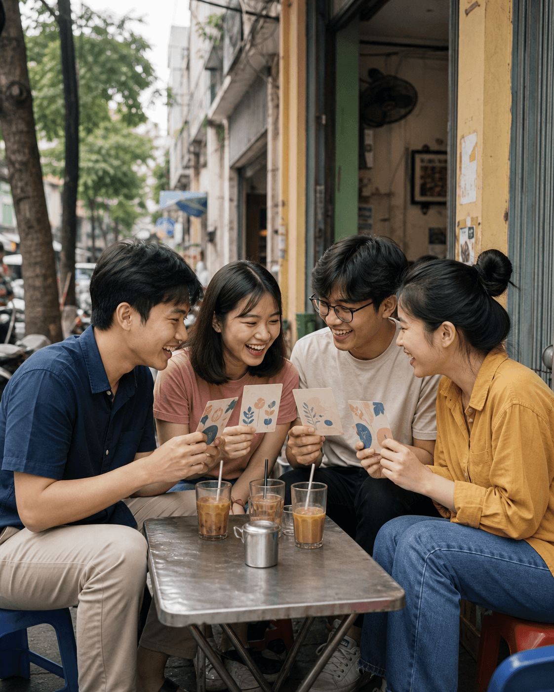 Bạn bè cùng chuẩn bị thiệp mời